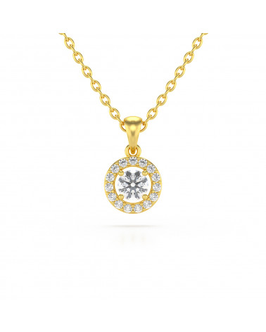 Collar Colgante de Oro 14K Aguamarina y Diamantes Cadena Oro incluida ADEN - 1