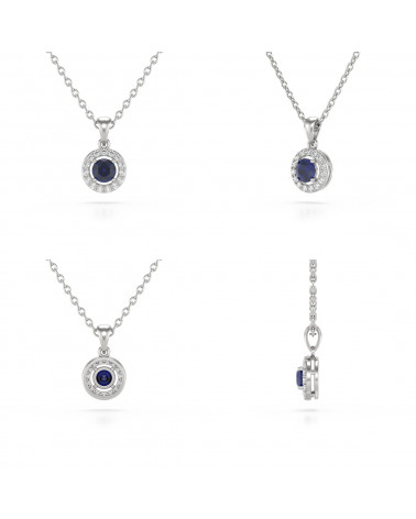 925 Silber Saphir Diamanten Halsketten Anhanger Silberkette enthalten ADEN - 2