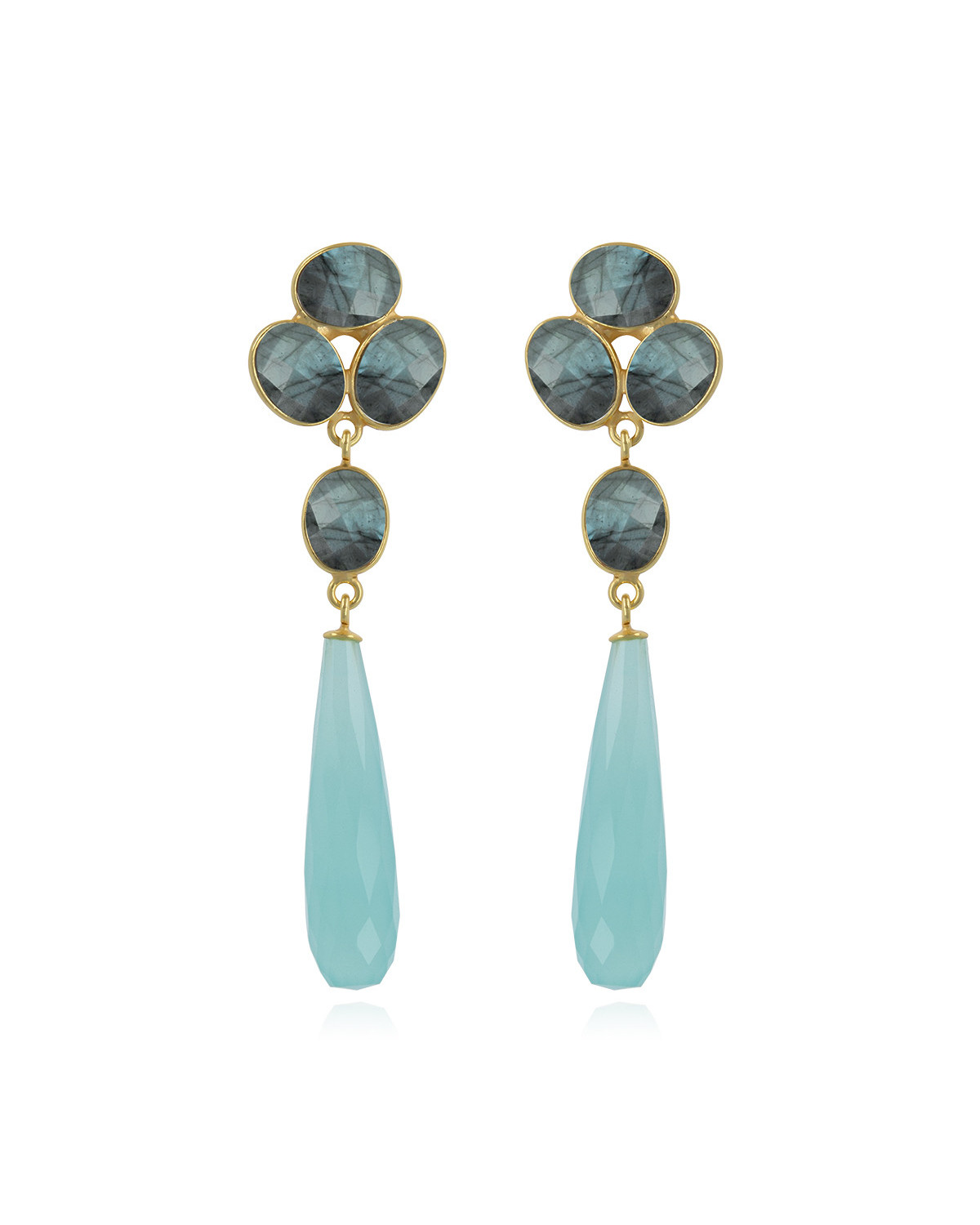 Gold plated on 925 sterling silver labradorite Earrings