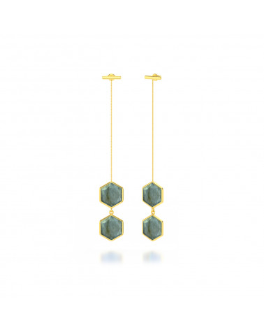 Gold Plated 925 Sterling Silver Faceted Labradorite Earrings