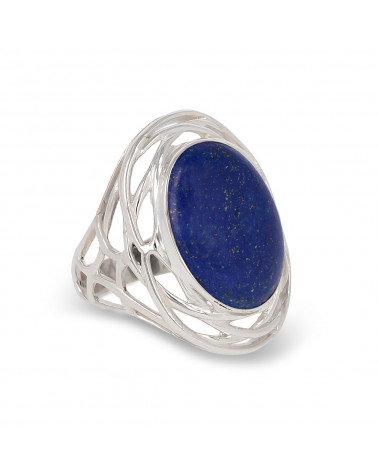 925 Sterling Silver Lapis Lazuli Oval Shape Ring