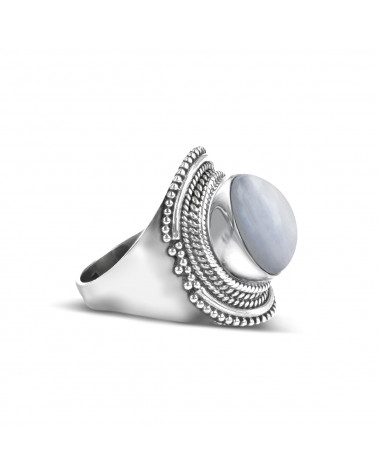 925 Sterling Silver Moonstone Oval Shape Ring