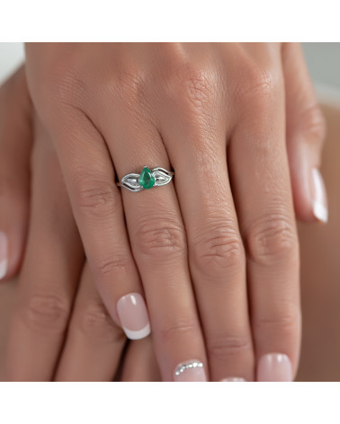 Bague Solitaire Or Blanc Emeraude 1.92grs