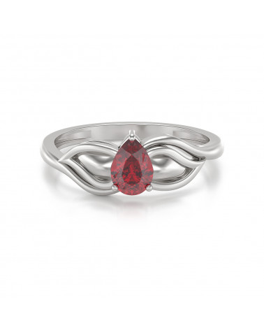 Bague Solitaire Or Blanc Rubis 1.92grs