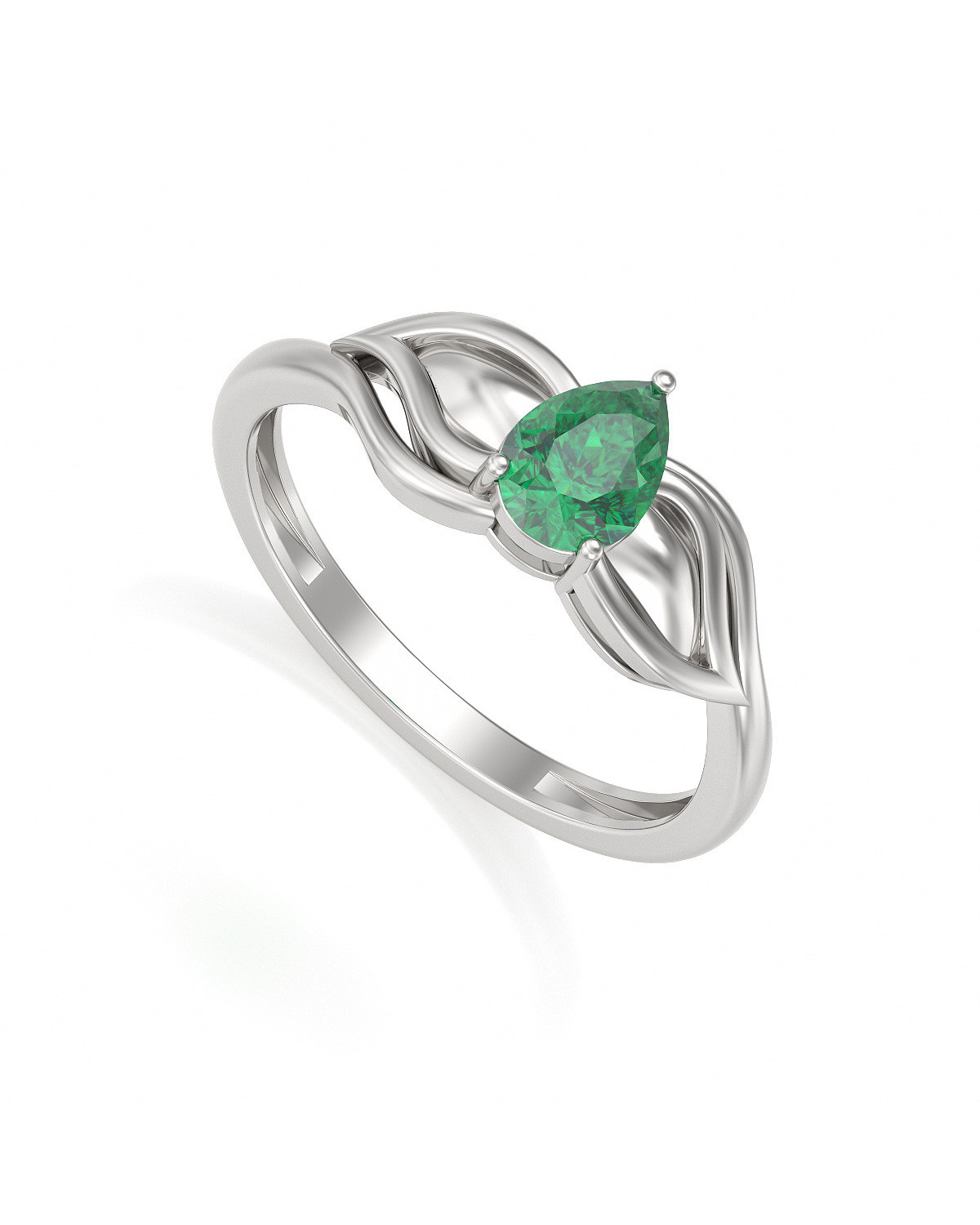 925 Sterling Silver Emerald pear shape ring