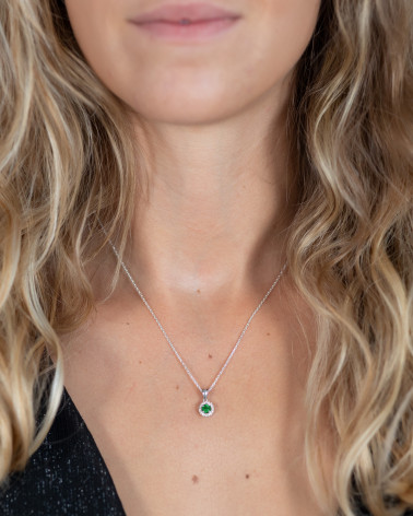 925 Silber Smaragd Diamanten Halsketten Anhanger Silberkette enthalten