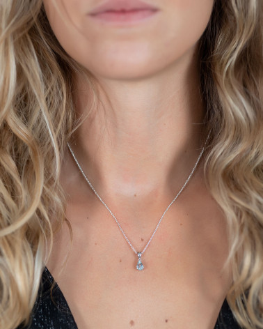 925 Silber Aquamarin Halsketten Anhanger Silberkette enthalten