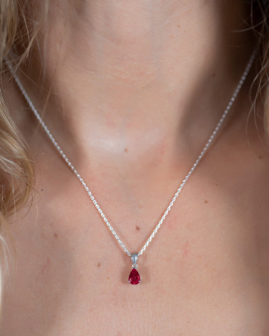 925 Silver Ruby Necklace Pendant Chain included