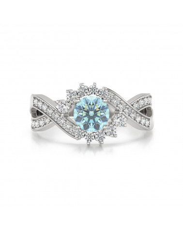 Vue détaillée de la Bague Aigue-Marine et Diamants – Design raffiné