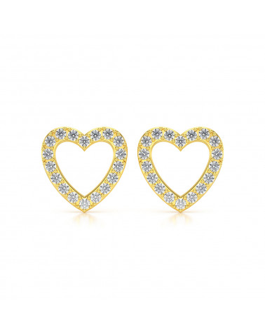 Boucles d'oreille Coeur Or Jaune Diamant 1.284grs