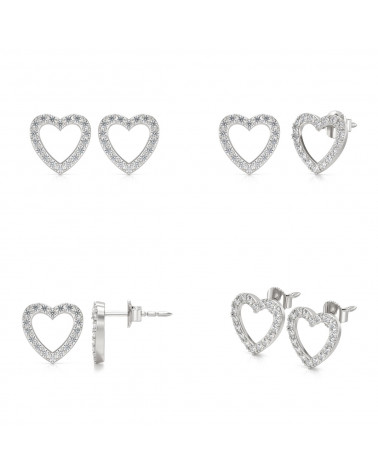 Boucles d'oreille Coeur Diamants sur Argent 925 1.284grs
