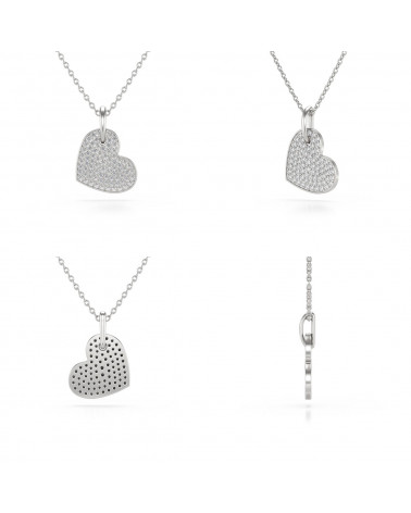 Collier Pendentif Coeur Diamant Chaine Argent 925 incluse 1.91grs