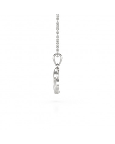 Collier Pendentif Or Blanc Diamant Chaine Or incluse 2.034grs