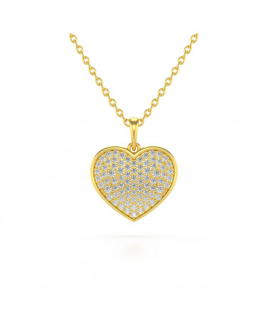 Pendentif cœur en Or Jaune avec diamants – Bijou raffiné livré avec une chaîne en or