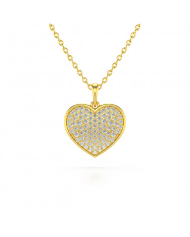 Collier Pendentif Coeur Or Jaune Diamant Chaine Or incluse 1.862grs