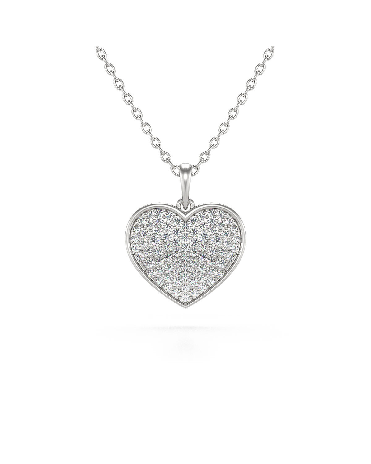 Collier Pendentif Coeur Diamant Chaine Argent 925 incluse 1.862grs