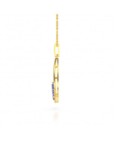 Gold Tanzanite Diamonds Necklace Pendant Gold Chain included