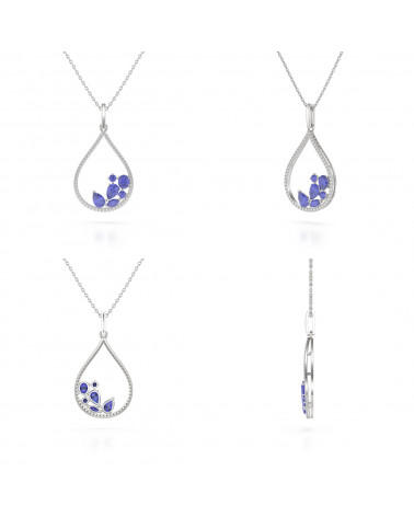 925 Silver Tanzanite Diamonds Necklace Pendant Chain included