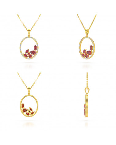 14K Gold Rubin Diamanten Halsketten Anhanger Goldkette enthalten