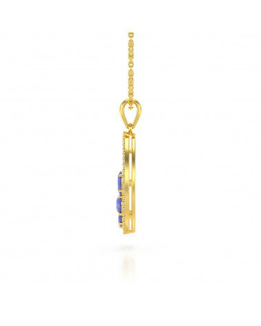 Collar Colgante de Oro Tanzanita y Diamantes Cadena Oro incluida
