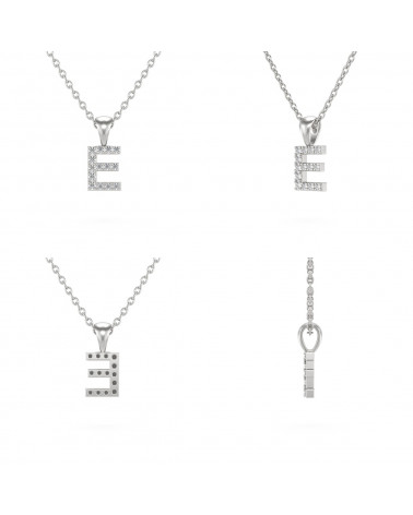 Collar Colgante Diamantes Cadena Plata de Ley incluida
