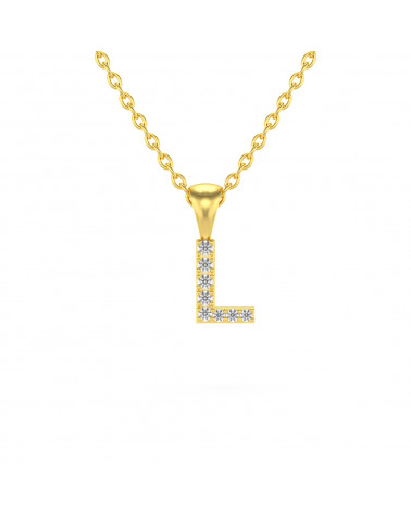 Colgante Pendente in Oro 14K Diamante Catena Oro inclusa