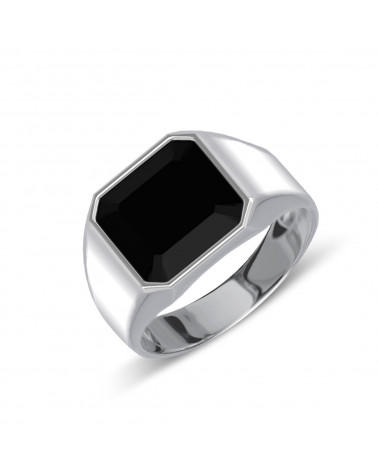 Bague Or Blanc Onyx Homme 9.25grs