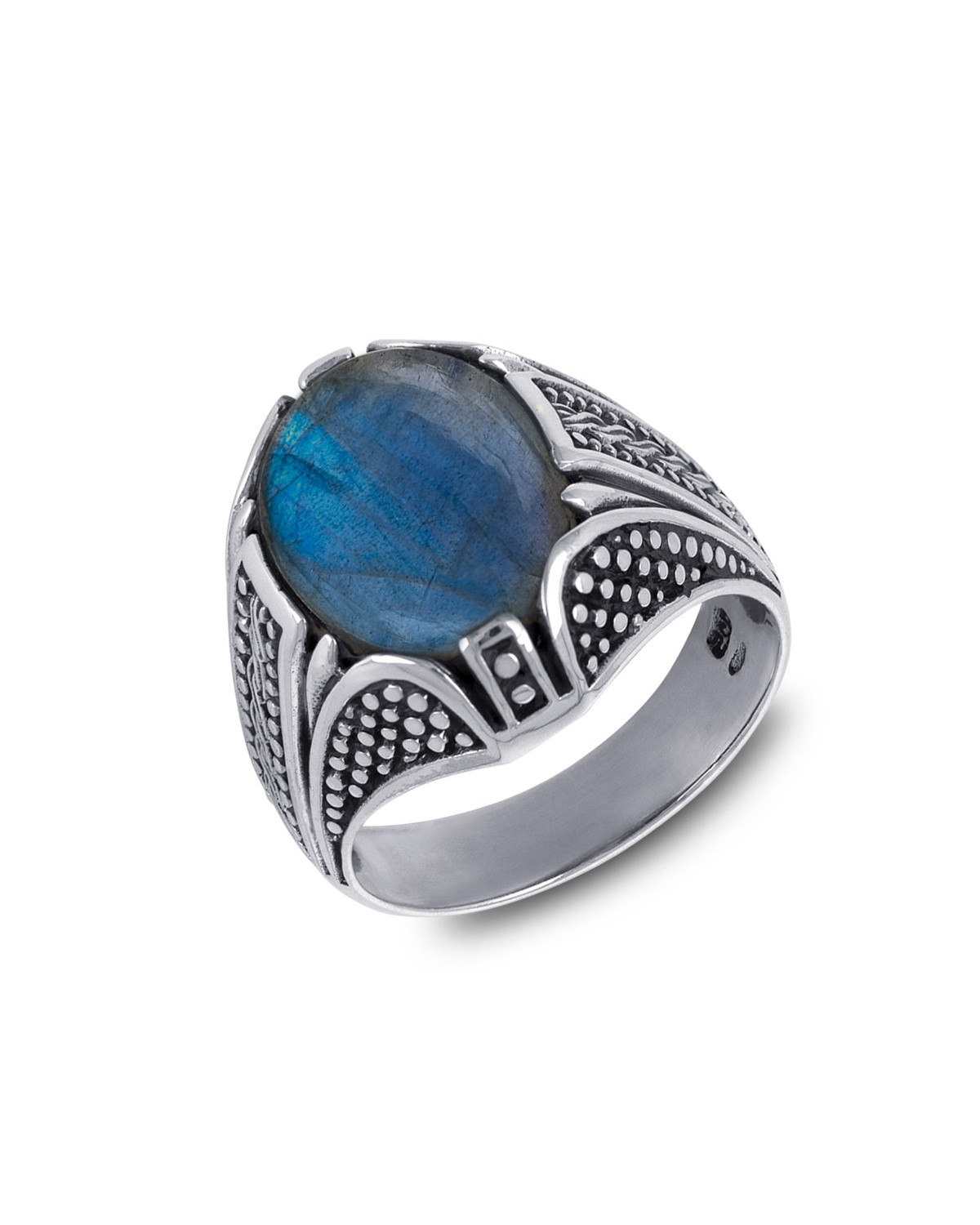 Labradorit Biker Ring aus Sterlingsilber
