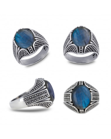 Anillo de labradorita en plata de ley