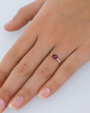 Gold Ruby Diamonds Ring 1.176grs