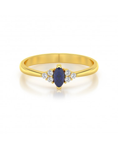 Gold Sapphire Diamonds Ring