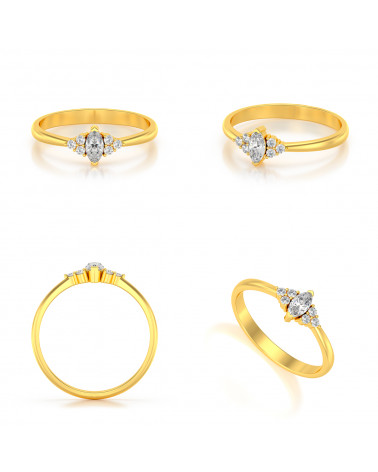 Gold Diamonds Ring & Moissanite