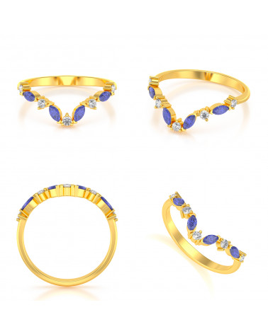 Gold Tanzanite Diamonds Ring