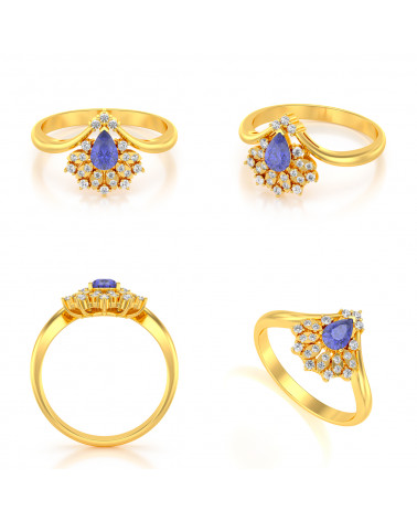 Gold Tanzanite Diamonds Ring