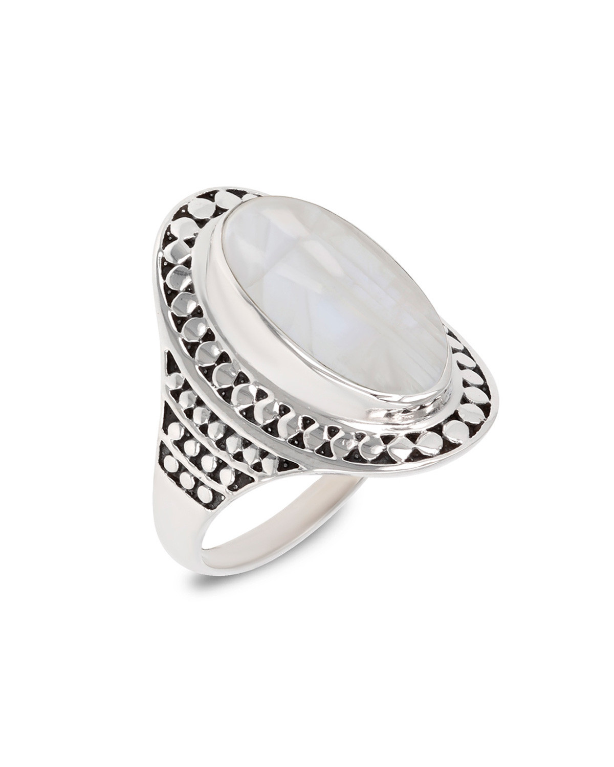 925 Sterling Silver Moon oval Shape Ring