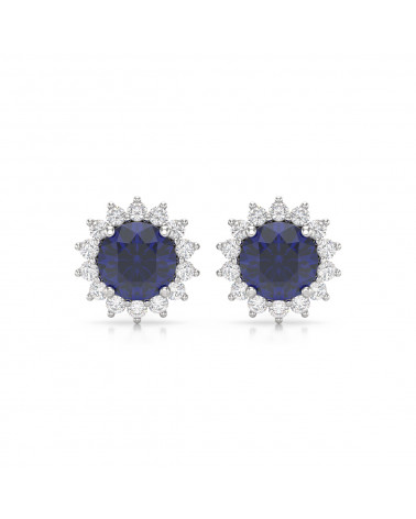 Boucles d'oreille Or Blanc Saphir et Diamant 2.61grs