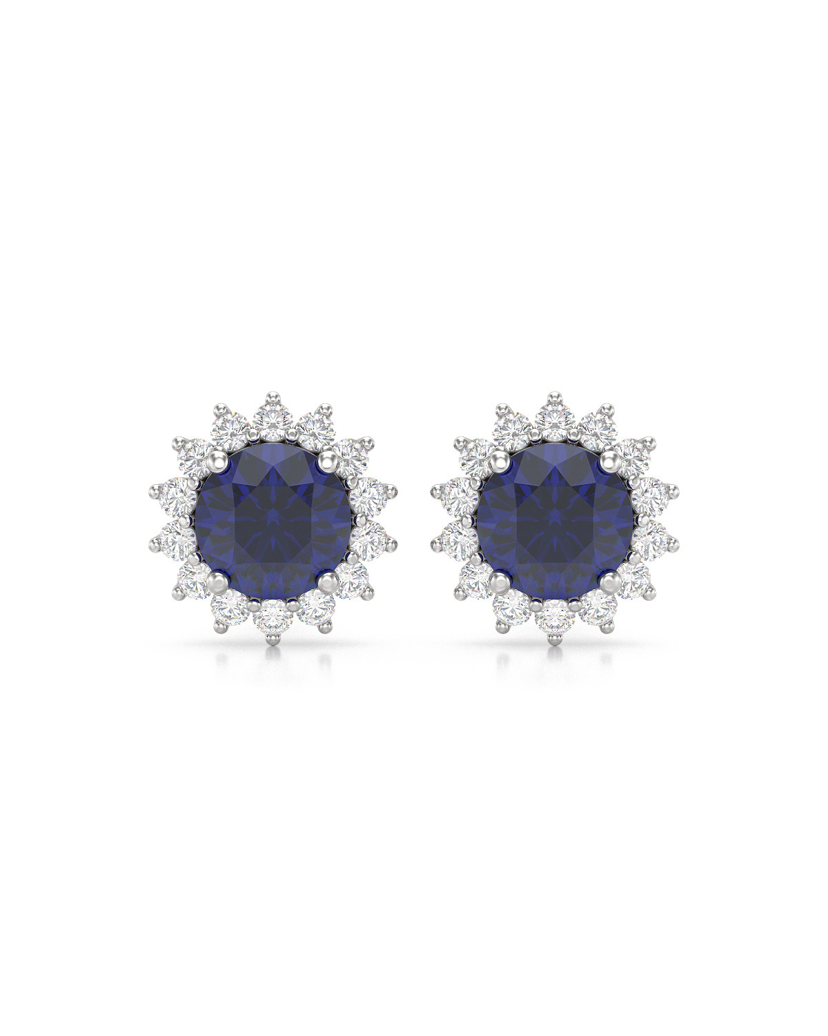 Boucles d'oreille Or Blanc Saphir et Diamant 2.61grs