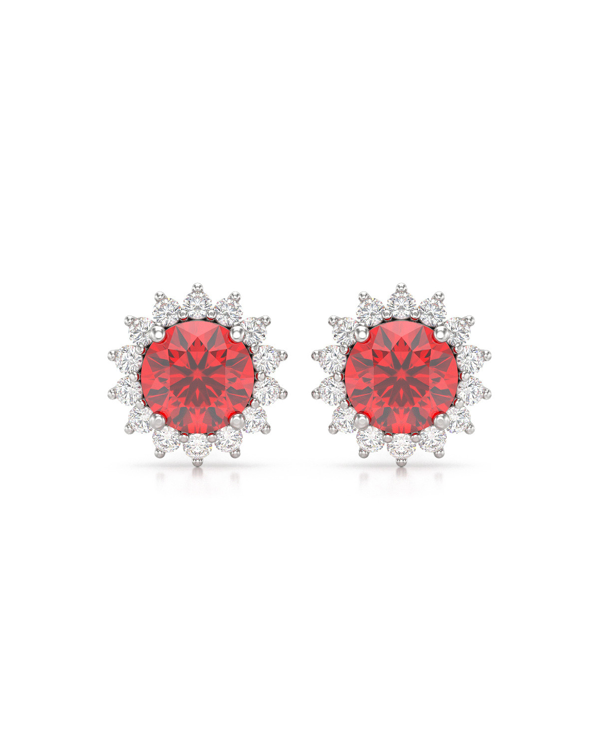 Boucles d'oreille Or Blanc Rubis et Diamant 2.61grs