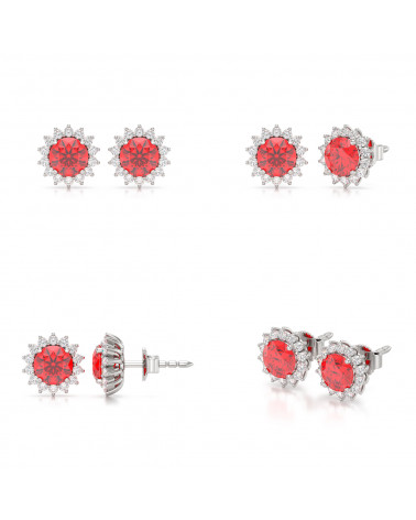 Boucles d'oreille Or Blanc Rubis et Diamant 2.61grs
