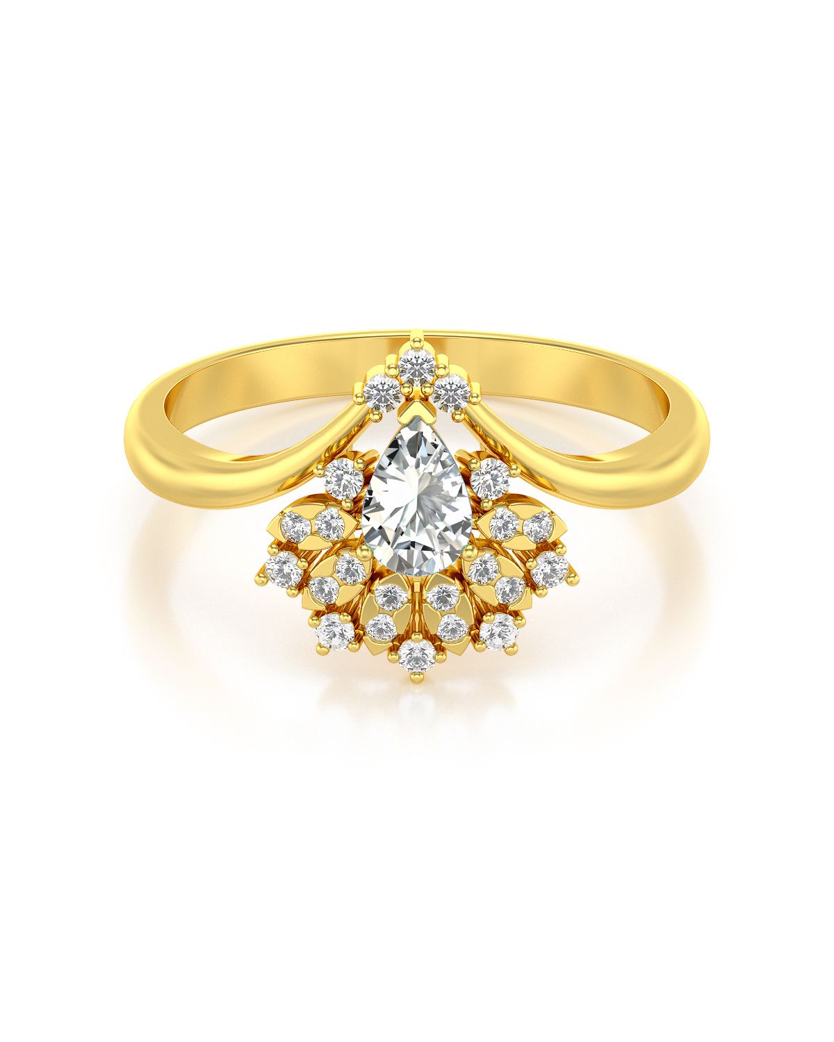 Bague Or 750 Jaune moissanite & Diamants 3.6grs