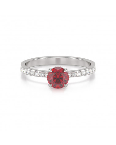 925 Silver Ruby Diamonds Ring