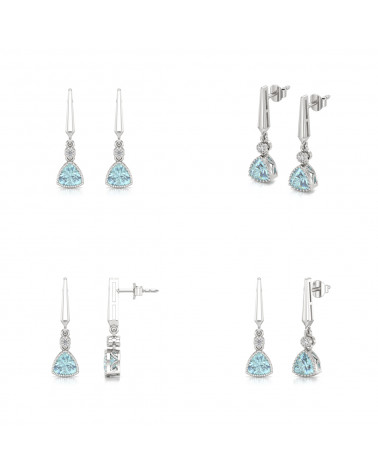 925 Silver Aquamarine Diamonds Earrings