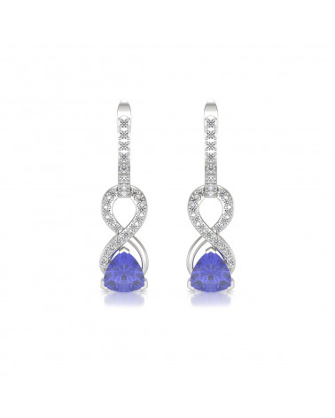 Pendientes Tanzanita Diamantes Plata de Ley 925