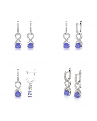 925 Silber Tanzanit Diamanten Ohrringe