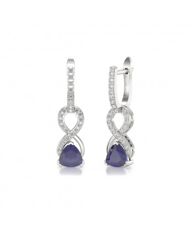 925 Silver Iolite Diamonds Earrings