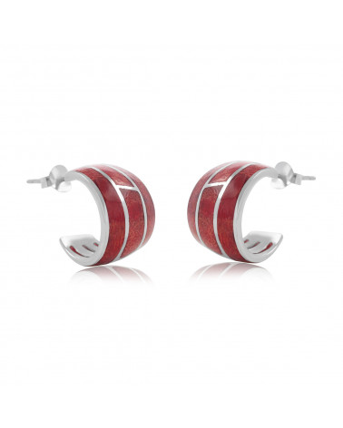 Ethnic style coral earrings in 925 silver