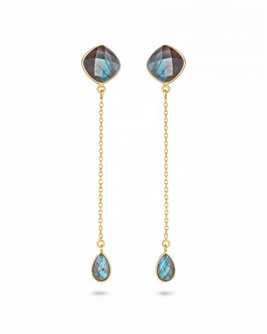 Faceted Labradorite earrings in 925-000 silver with gold plating