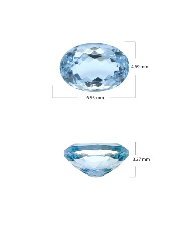 Ovaler facettierter hellblauer Aquamarin - Gewicht 0.720 Karat - Klarheit VVS-VS - Herkunft Indien