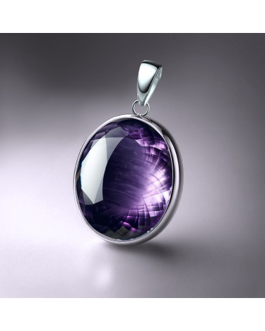 Oval Amethyst Pendant Set in 925 Silver – 25x20 mm | Aden Boutique