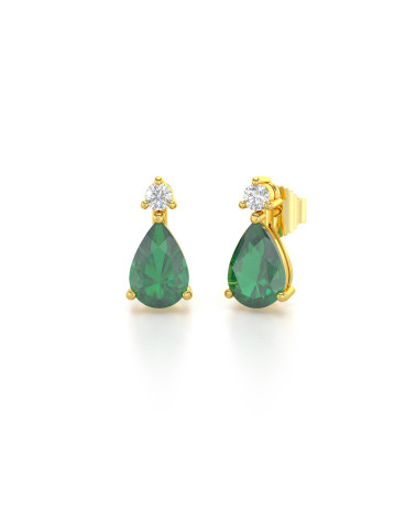 Orecchini in Oro 14K Smeraldo Diamanti